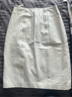 Wilsons Lined White Leather Pencil Skirt